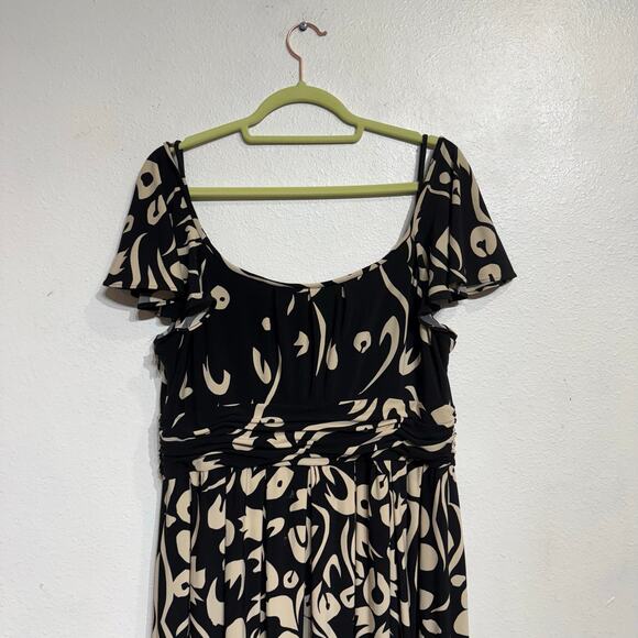 Jones New York Cream Floral Flutter Sleeve Midi Dress Sz 14 - Picture 7 of 10